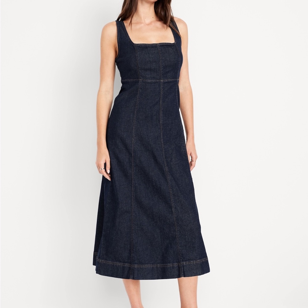 Old Navy Dark Blue Denim Midi Dress